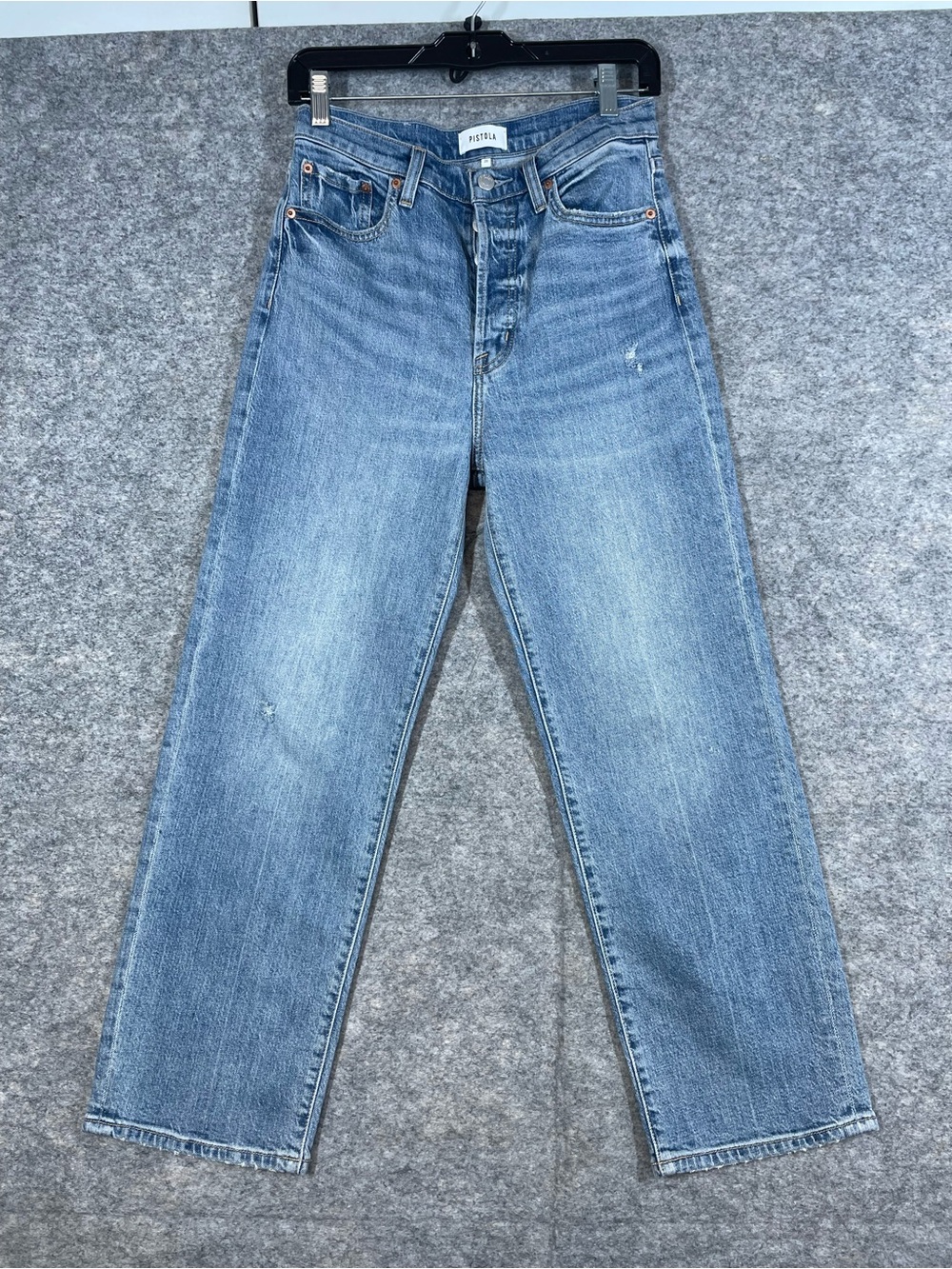 Pistola Organic Cotton High Rise Straight Leg Light Wash Jeans Blue Size 26